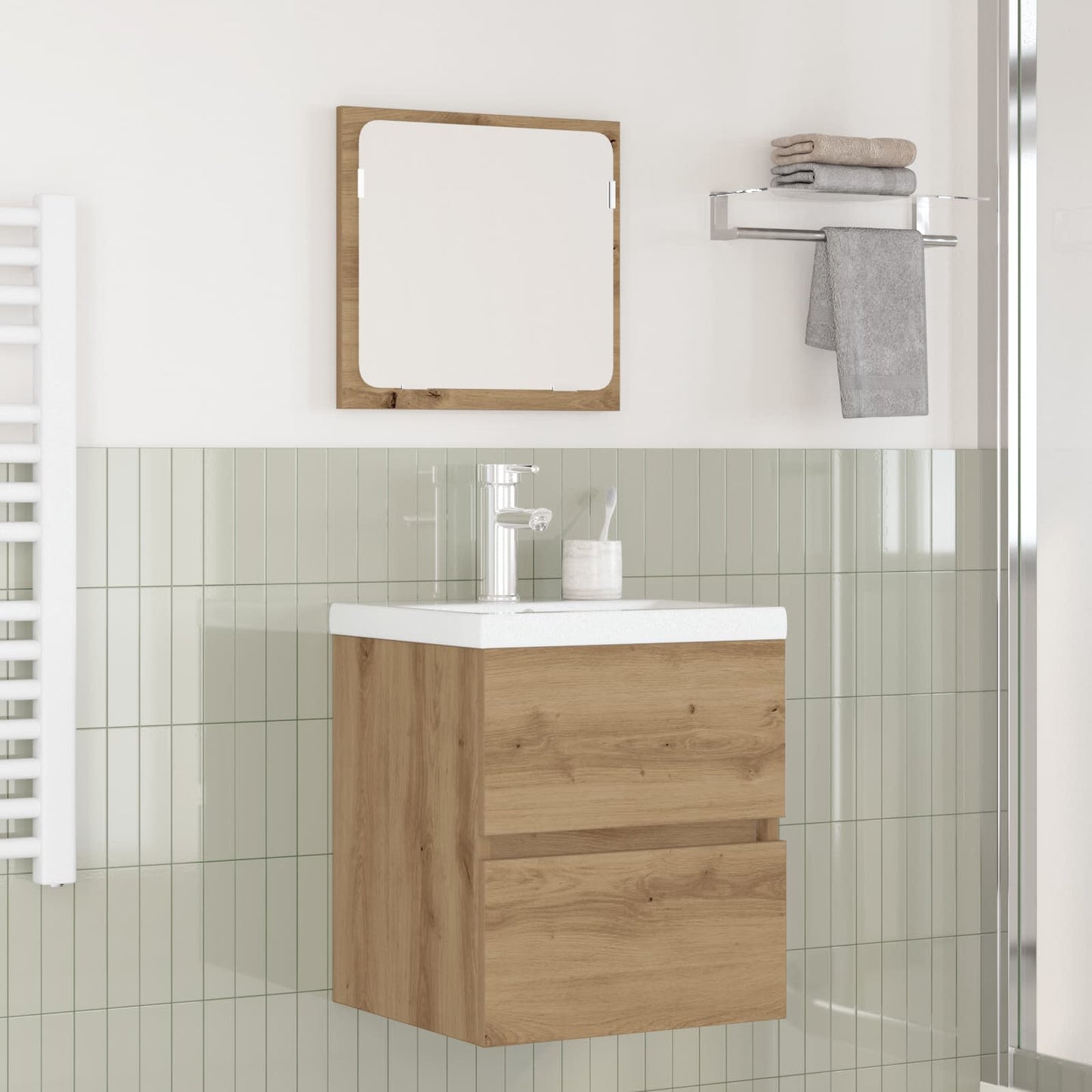 Bathroom Furniture Set with Drawer 2 pcs Artisan Oak and White
