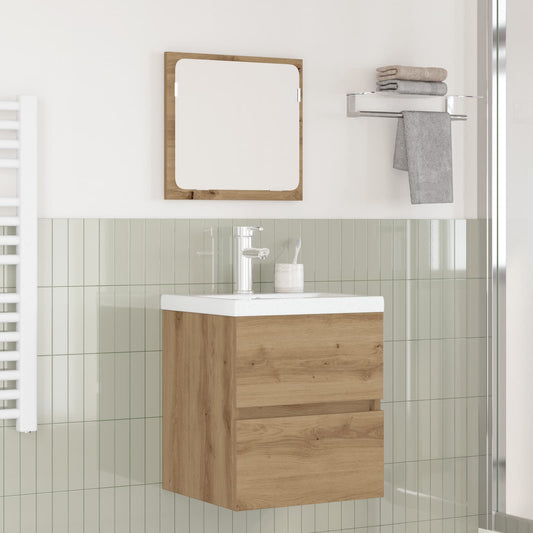 Bathroom Furniture Set with Drawer 2 pcs Artisan Oak and White