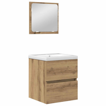 Bathroom Furniture Set with Drawer 2 pcs Artisan Oak and White