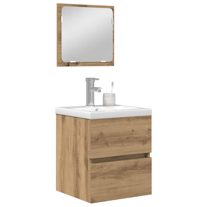 Bathroom Furniture Set with Drawer 2 pcs Artisan Oak and White