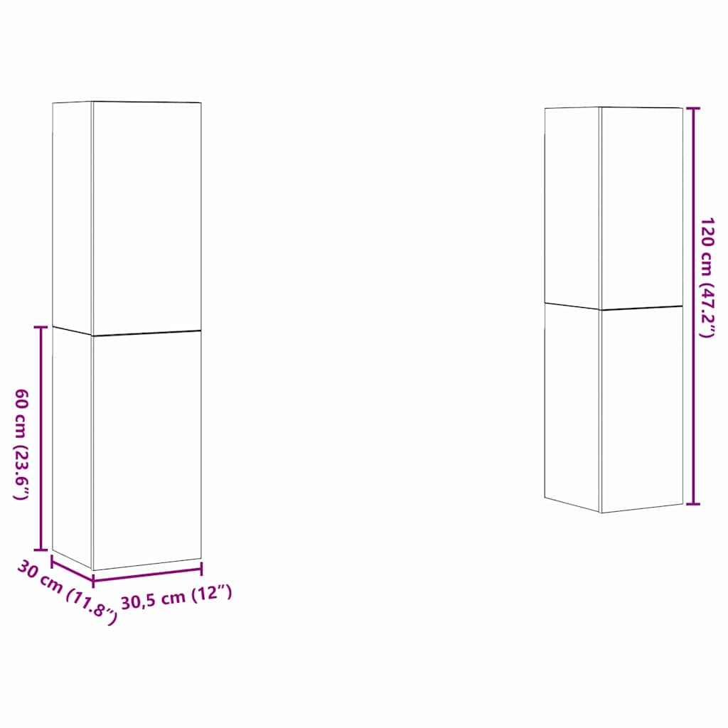 TV Cabinet Set 4 pcs Old wood 30.5 x 30 x 60 cm Engineered wood