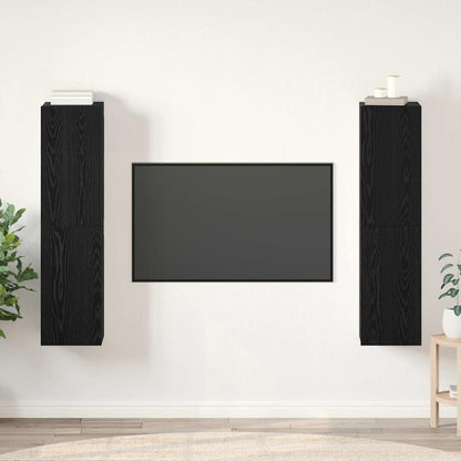 TV Cabinet Set Wall-mounted 4 pcs Black oak 30.5 x 30 x 60 cm