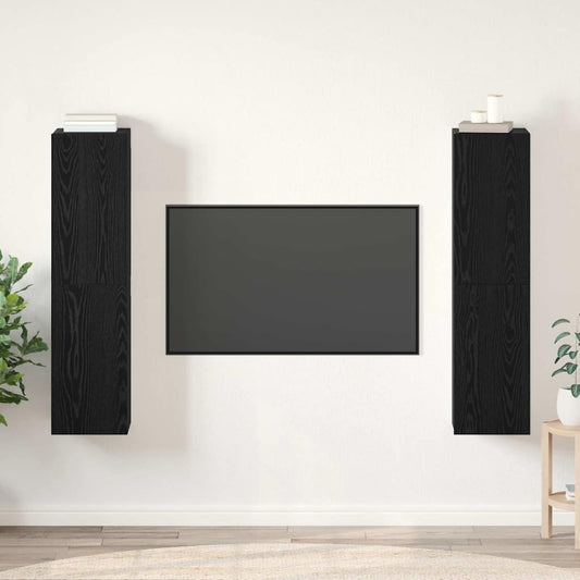 TV Cabinet Set Wall-mounted 4 pcs Black oak 30.5 x 30 x 60 cm