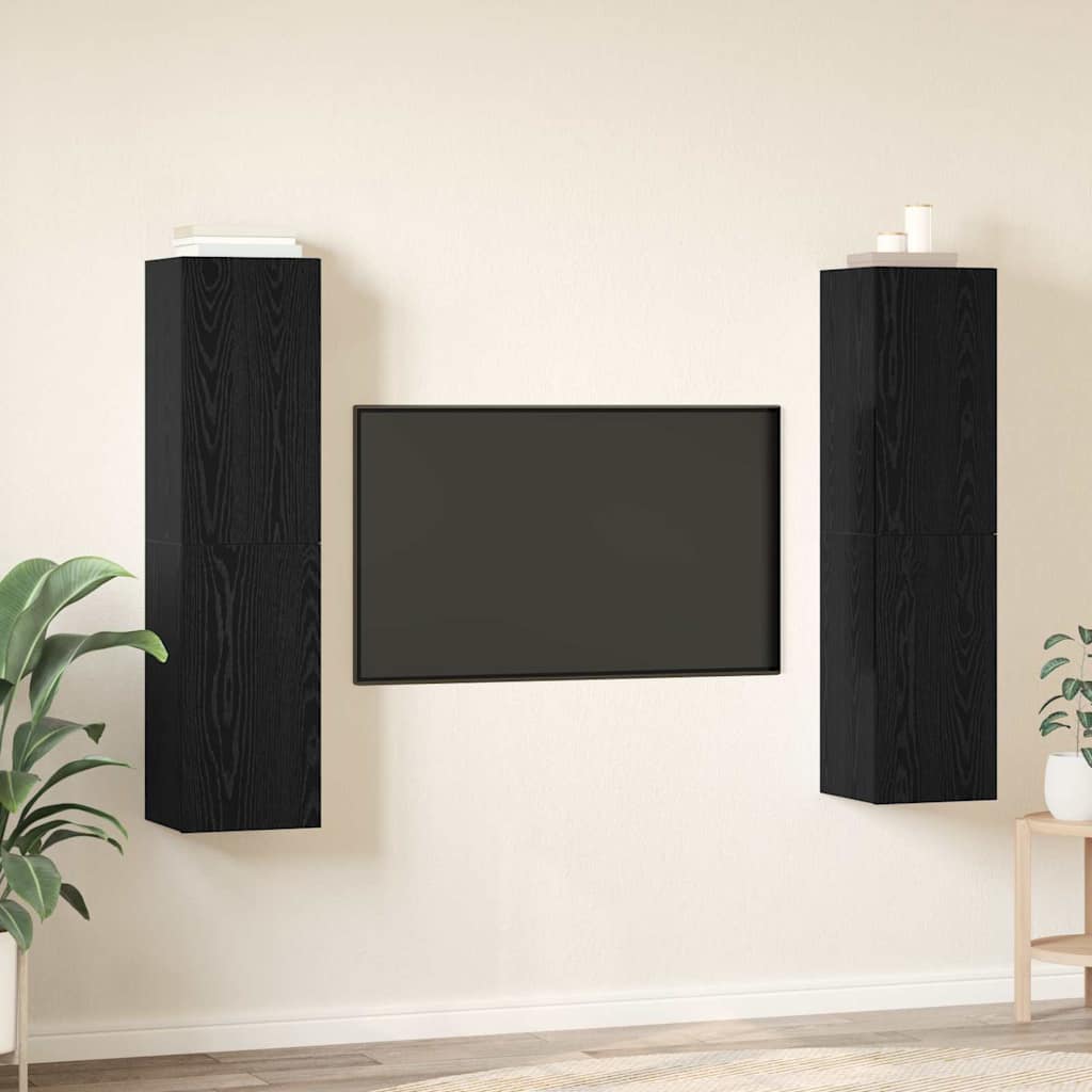 TV Cabinet Set Wall-mounted 4 pcs Black oak 30.5 x 30 x 60 cm