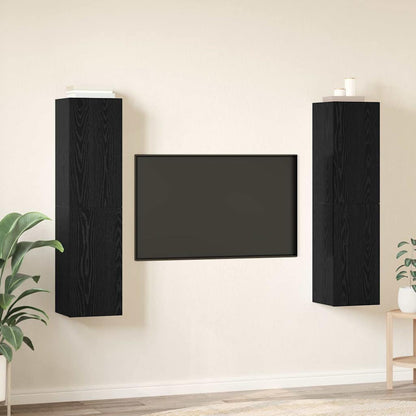 TV Cabinet Set Wall-mounted 4 pcs Black oak 30.5 x 30 x 60 cm