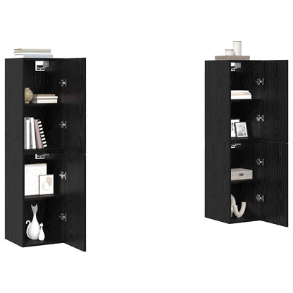TV Cabinet Set Wall-mounted 4 pcs Black oak 30.5 x 30 x 60 cm