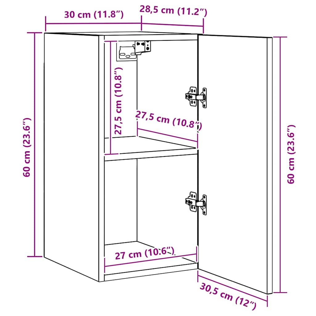 TV Cabinet Set Wall-mounted 4 pcs Black oak 30.5 x 30 x 60 cm