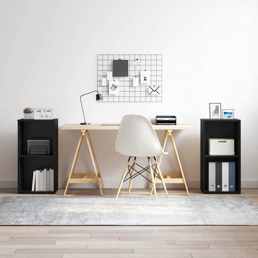 TV Cabinet Set 2 pcs Black Oak 37 x 35 x 72 cm Engineered Wood