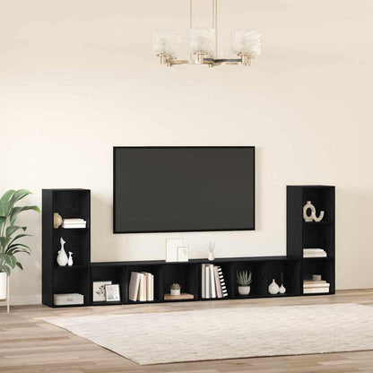 TV Cabinet Set Wall-mounted 4 pcs Black Oak 37 x 35 x 107.5 cm