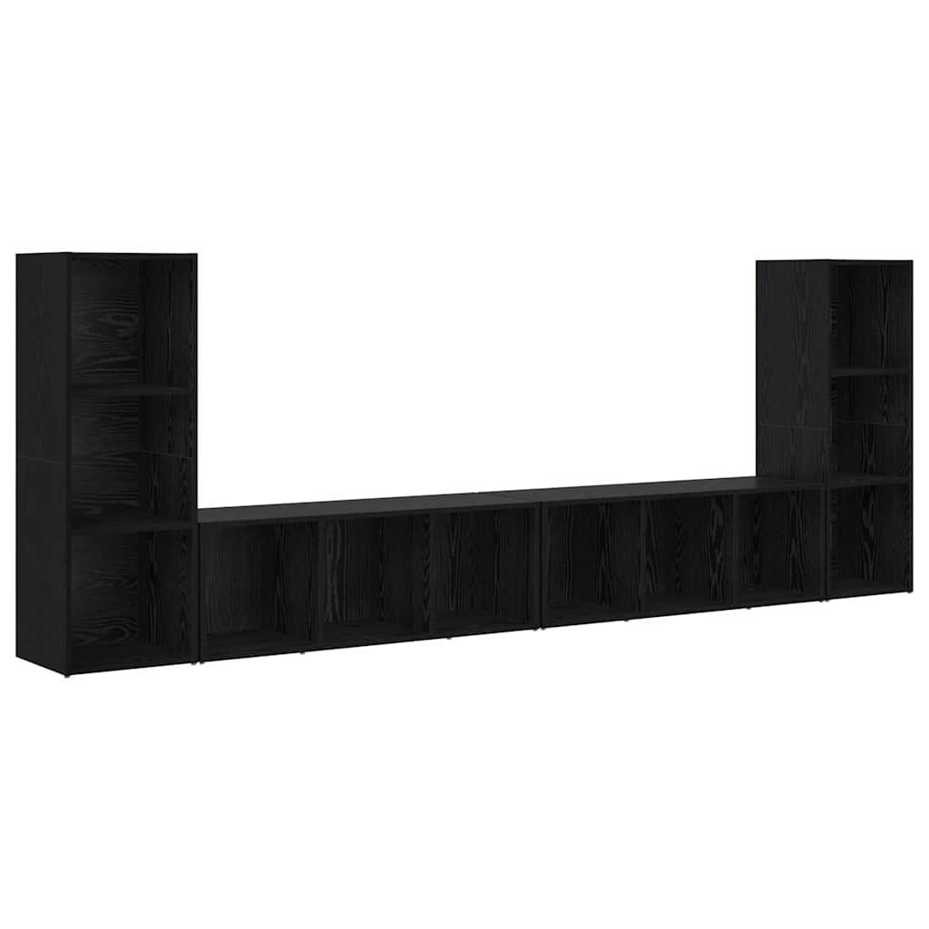 TV Cabinet Set Wall-mounted 4 pcs Black Oak 37 x 35 x 107.5 cm