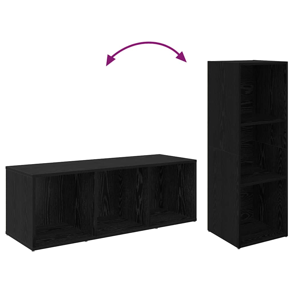 TV Cabinet Set Wall-mounted 4 pcs Black Oak 37 x 35 x 107.5 cm