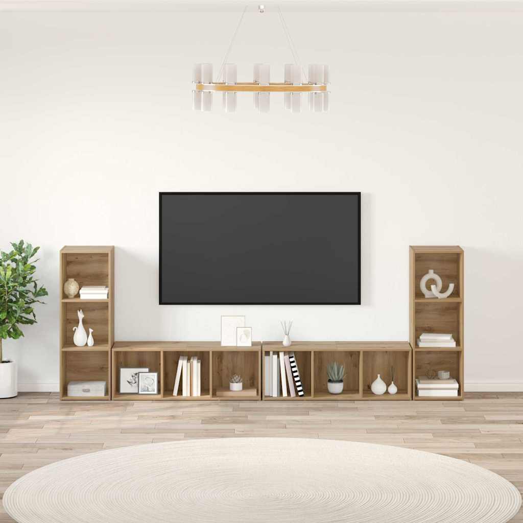 TV Cabinet Set 4 pcs Artisan Oak 37 x 35 x 107.5 cm