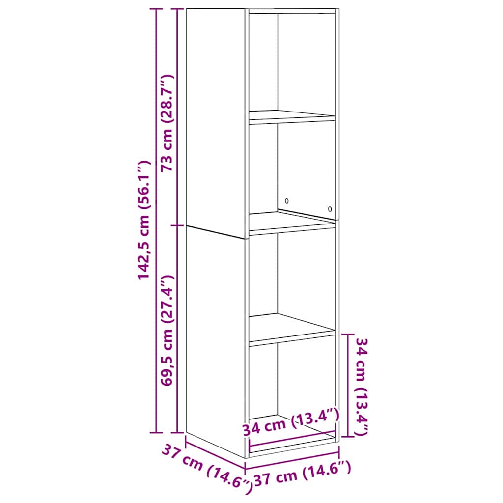 TV Cabinet Set Wall-mounted 2 pcs Old wood 37 x 37 x 142.5 cm