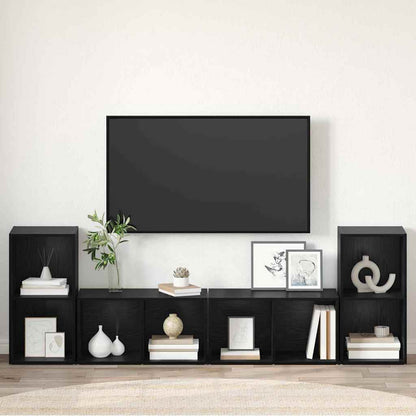 TV Cabinet Set 4 pcs Black oak 37 x 35 x 72 cm Engineered wood