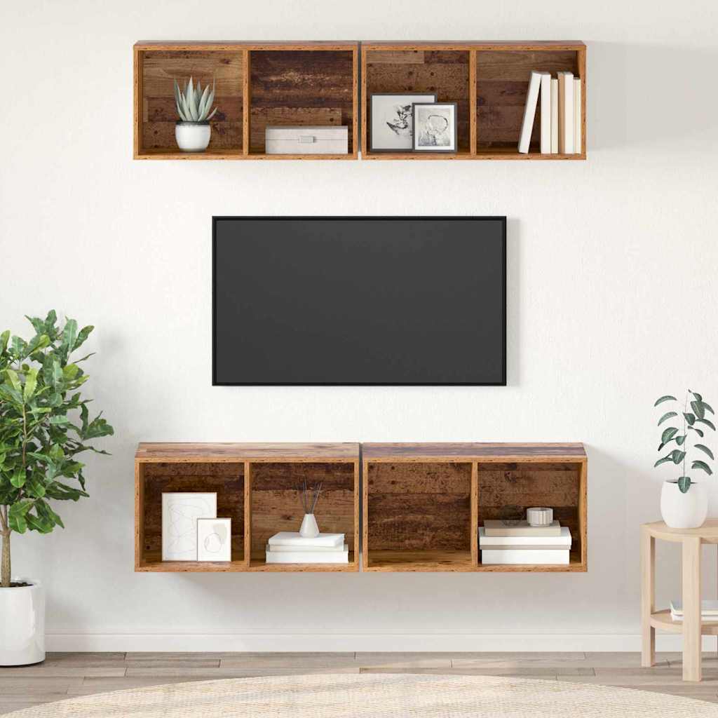 TV Cabinet Set 4 pcs Old Wood 37 x 37 x 72 cm Engineered Wood