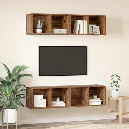 TV Cabinet Set 4 pcs Old Wood 37 x 37 x 72 cm Engineered Wood