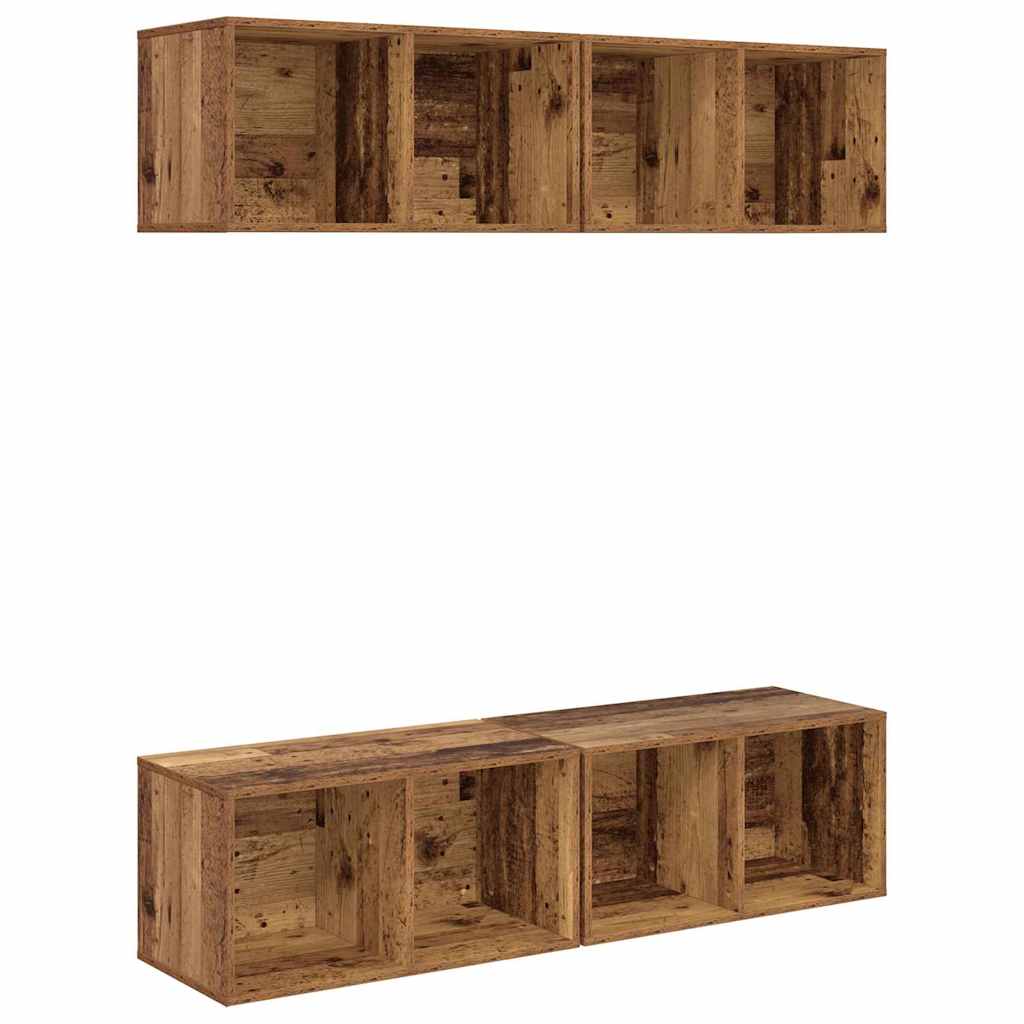 TV Cabinet Set 4 pcs Old Wood 37 x 37 x 72 cm Engineered Wood