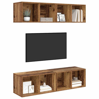 TV Cabinet Set 4 pcs Old Wood 37 x 37 x 72 cm Engineered Wood