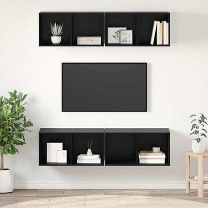 TV Cabinet Set 4 pcs Black Oak 37 x 37 x 72 cm Engineered Wood