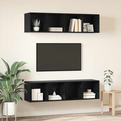 TV Cabinet Set 4 pcs Black Oak 37 x 37 x 72 cm Engineered Wood
