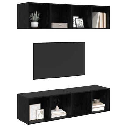 TV Cabinet Set 4 pcs Black Oak 37 x 37 x 72 cm Engineered Wood