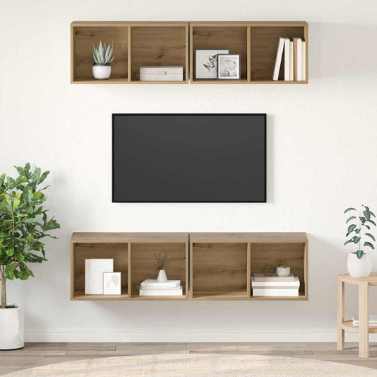 TV Cabinet Set Wall-mounted 4 pcs Artisan Oak 37 x 37 x 72 cm