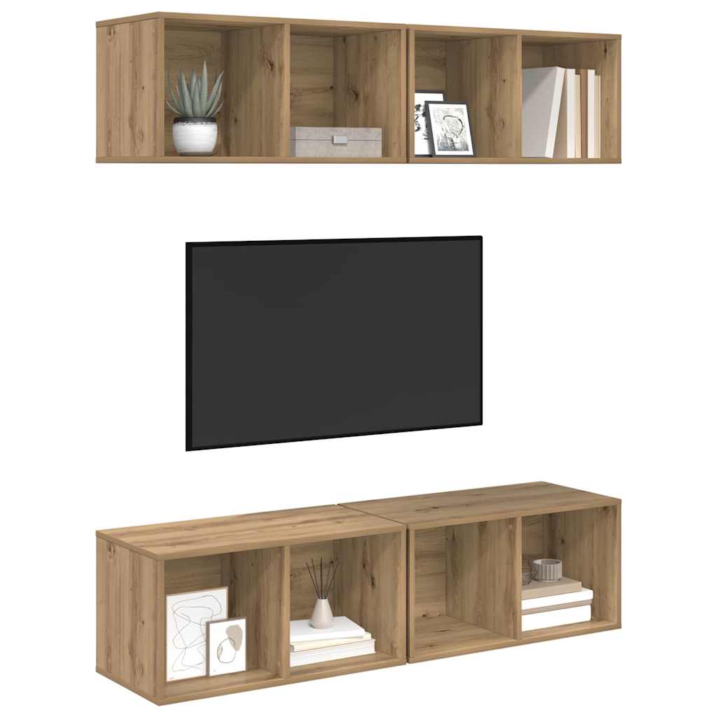 TV Cabinet Set Wall-mounted 4 pcs Artisan Oak 37 x 37 x 72 cm