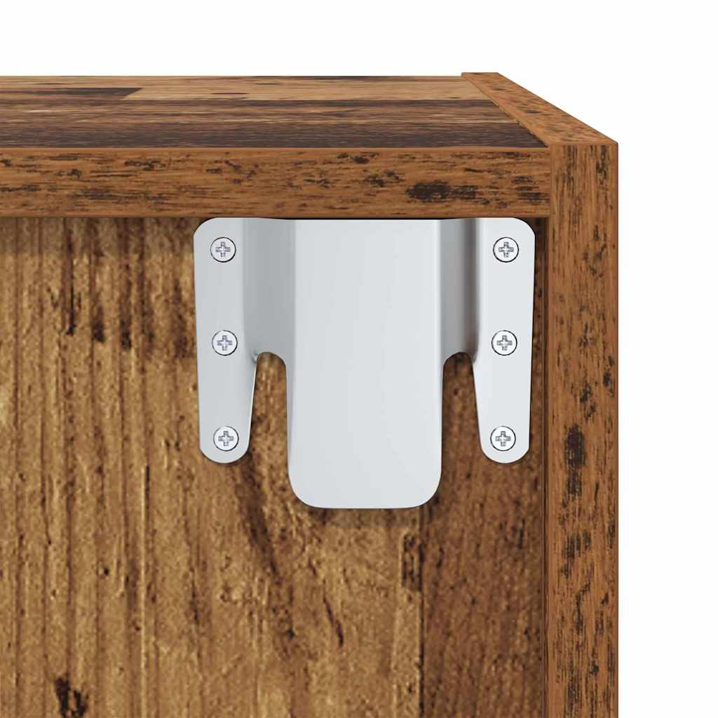 TV Cabinet Set Wall-mounted 4 pcs Old Wood 37 x 37 x 107.5 cm