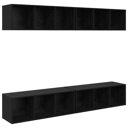 TV Cabinet Set Wall-mounted 4 pcs Black Oak 37 x 37 x 107.5 cm
