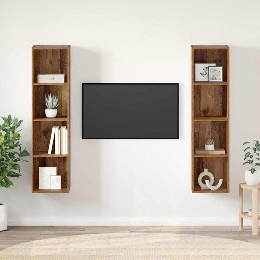 TV Cabinet 2 pcs Brown 37 x 37 x 142.5 cm Engineered Wood