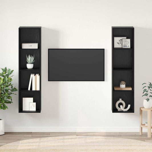 TV Cabinet Set 2 pcs Black 37 x 37 x 142.5 cm Engineered Wood