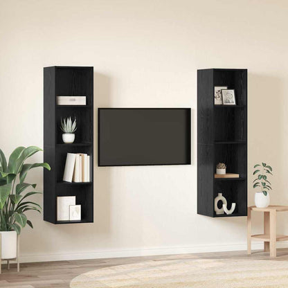 TV Cabinet Set 2 pcs Black 37 x 37 x 142.5 cm Engineered Wood