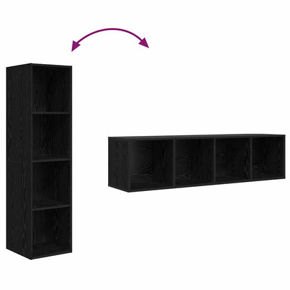 TV Cabinet Set 2 pcs Black 37 x 37 x 142.5 cm Engineered Wood