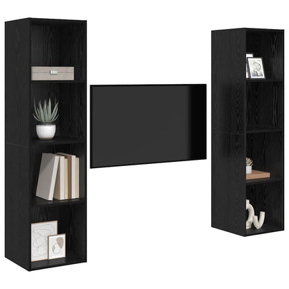 TV Cabinet Set 2 pcs Black 37 x 37 x 142.5 cm Engineered Wood