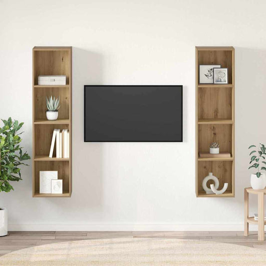 TV Cabinet 2 pcs Brown 37 x 37 x 142.5 cm Engineered Wood