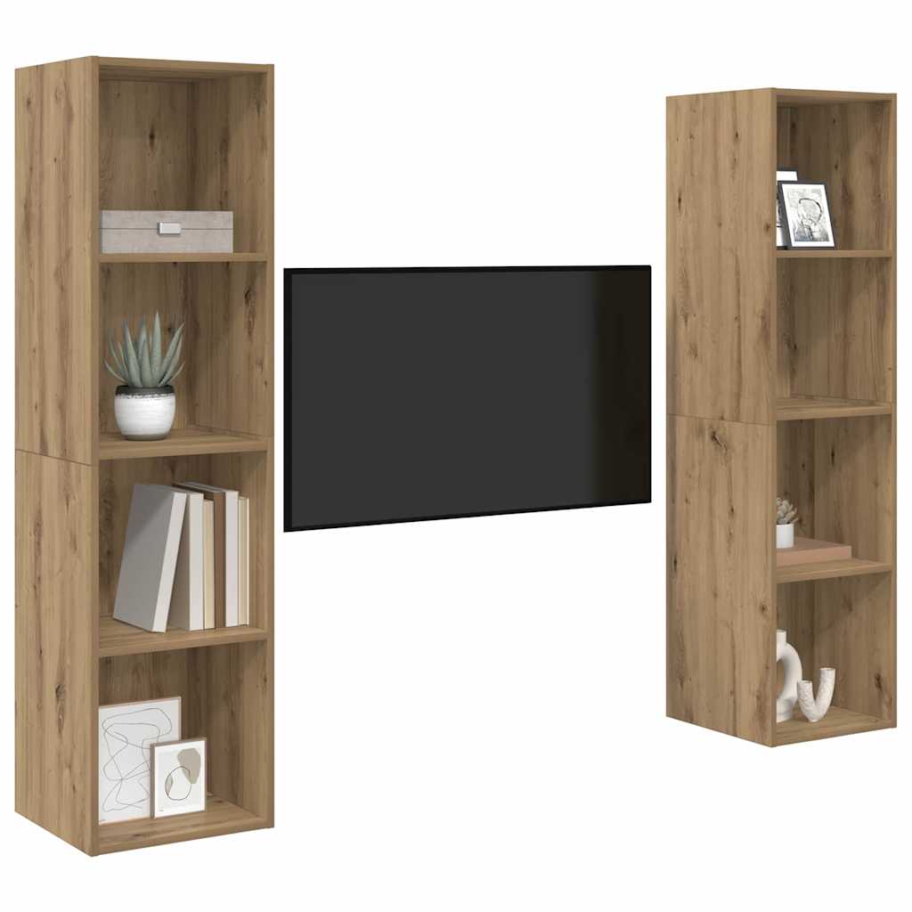 TV Cabinet 2 pcs Brown 37 x 37 x 142.5 cm Engineered Wood