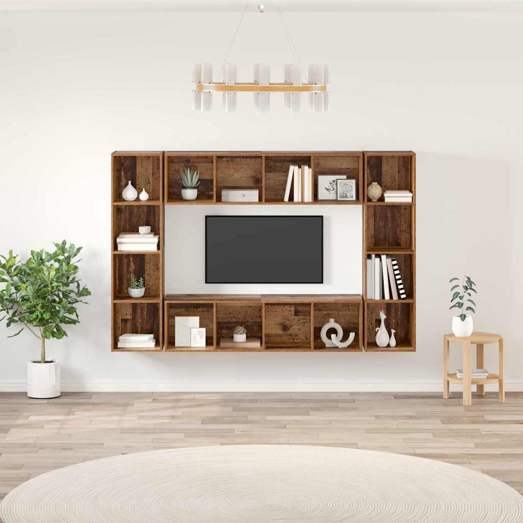 TV Cabinet Set 4 pcs Brown 37 x 37 x 142.5 cm Engineered Wood