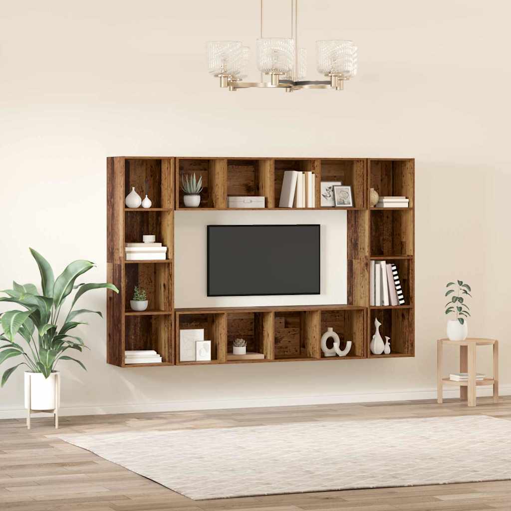 TV Cabinet Set 4 pcs Brown 37 x 37 x 142.5 cm Engineered Wood