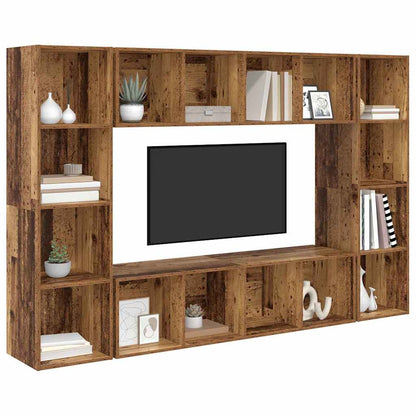 TV Cabinet Set 4 pcs Brown 37 x 37 x 142.5 cm Engineered Wood