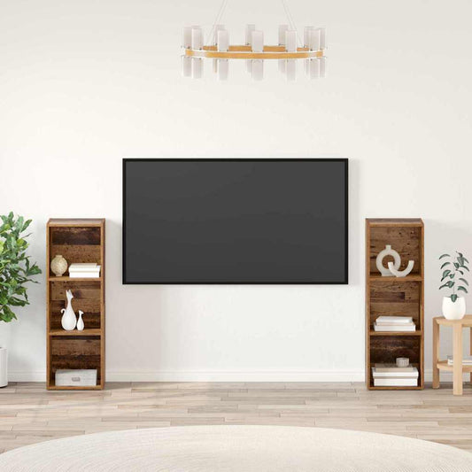 TV Cabinet Set 2 pcs Old Wood 107 x 35 x 37 cm Engineered Wood