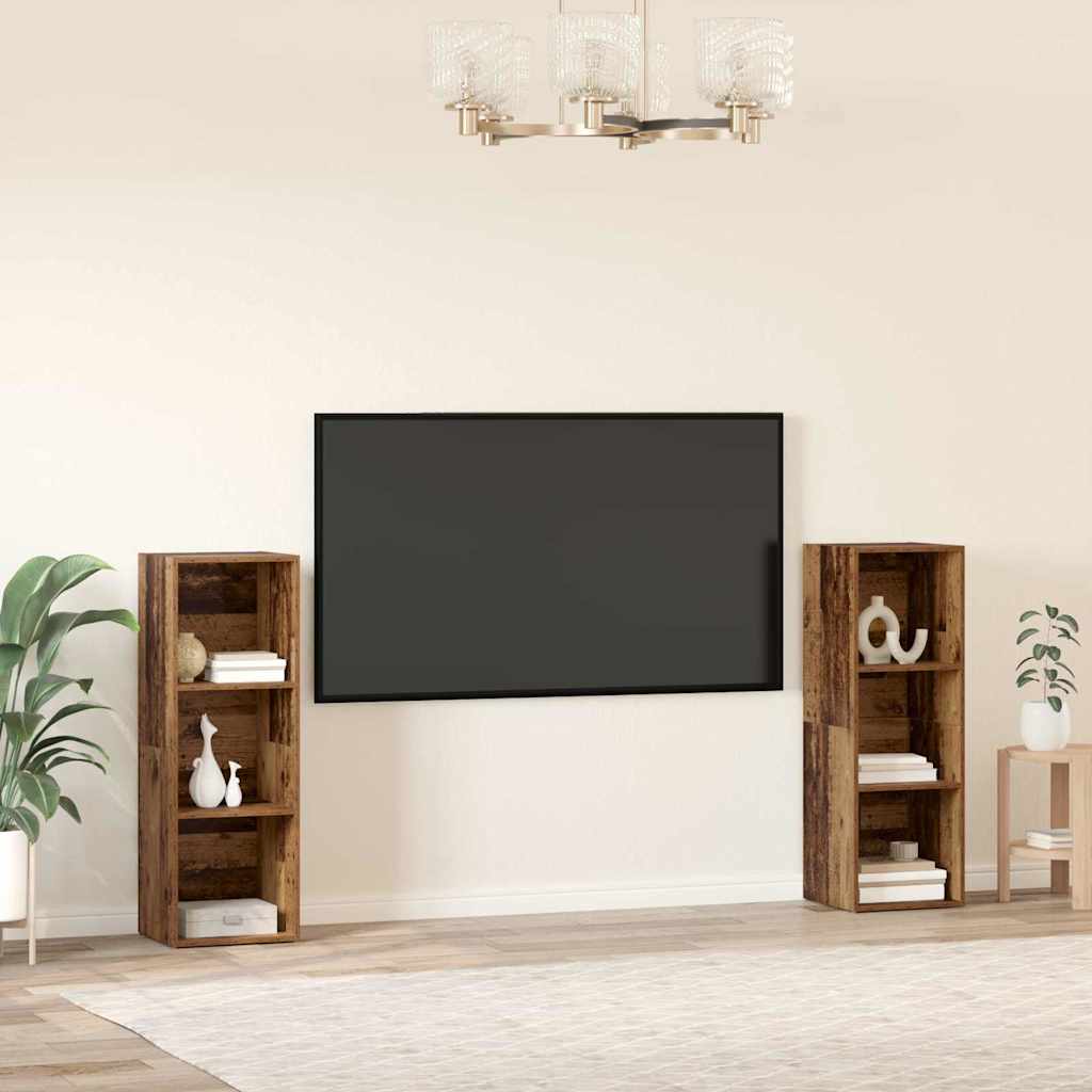 TV Cabinet Set 2 pcs Old Wood 107 x 35 x 37 cm Engineered Wood