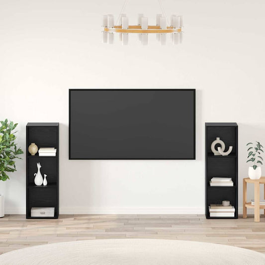 TV Cabinet Set 2 pcs Black Oak 107 x 35 x 37 cm Engineered Wood