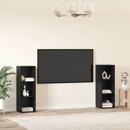 TV Cabinet Set 2 pcs Black Oak 107 x 35 x 37 cm Engineered Wood