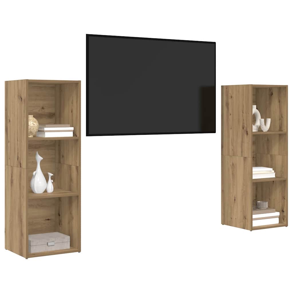TV Cabinet Set Wall-mounted 2 pcs Artisan Oak 107 x 35 x 37 cm