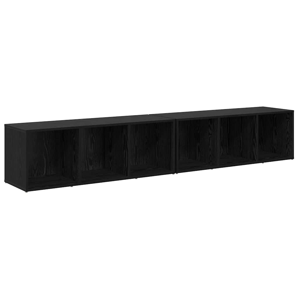 TV Cabinet Set Black Oak Engineered Wood