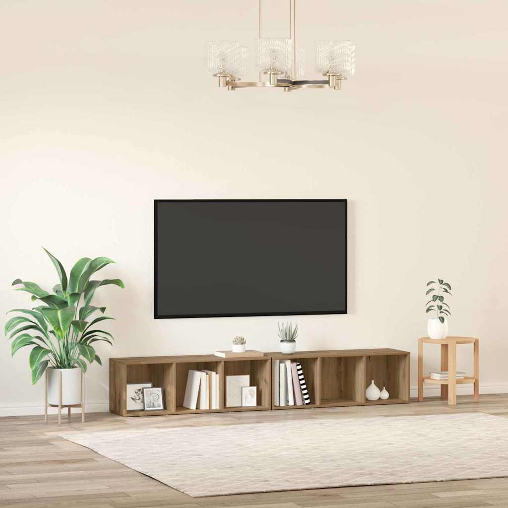 TV Cabinet Set Wall-mounted 2 pcs Artisan Oak 37 x 35 x 107cm