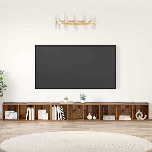 TV Cabinet 3 pcs Old wood 37 x 35 x 107.5 cm Engineered wood