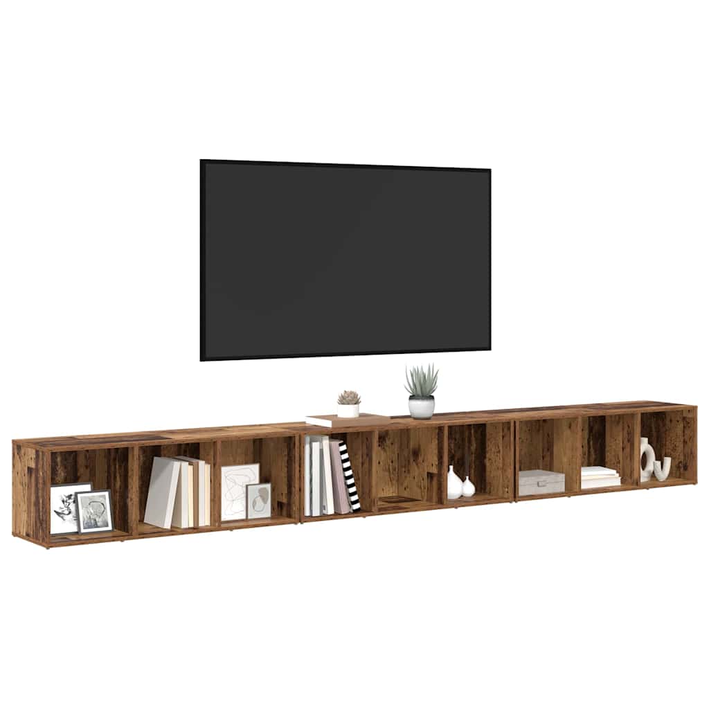 TV Cabinet 3 pcs Old wood 37 x 35 x 107.5 cm Engineered wood