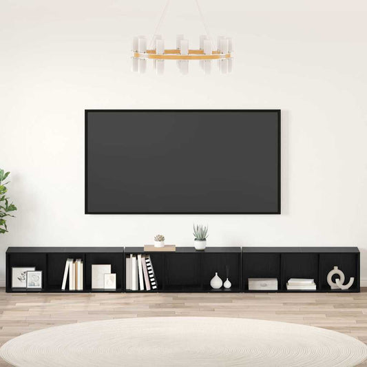 TV Cabinet 3 pcs Black oak 37 x 35 x 107.5 cm Engineered wood