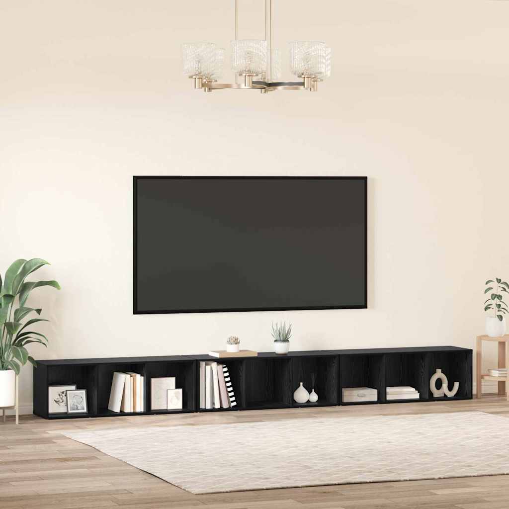 TV Cabinet 3 pcs Black oak 37 x 35 x 107.5 cm Engineered wood